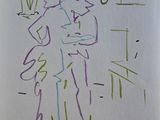 un dessin représentant un homme tenant une ampoule dans la main