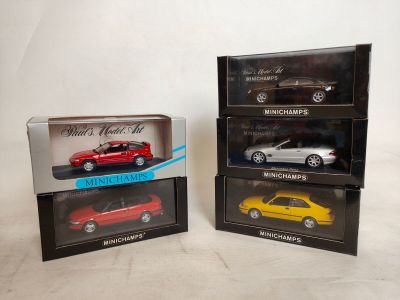 MINICHAMPS : Lot de 5 miniatures automobiles, en boîte vitri…