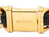 chanel gold plated black leather bracelet