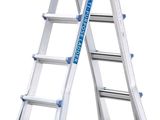 two ladders with blue handles and a white top