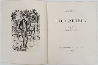 an open book with a drawing of a man in a suit and tie