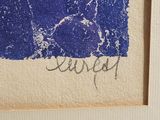 a picture of a blue and white painting on a wall