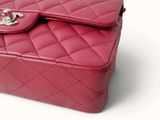 chanel pink quilted leather handbag with silver hardware