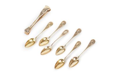 ENSEMBLE en vermeil (800/1000), poinçon Minerve, à décor de …