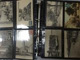 a black and white photo of a book with pictures inside of it