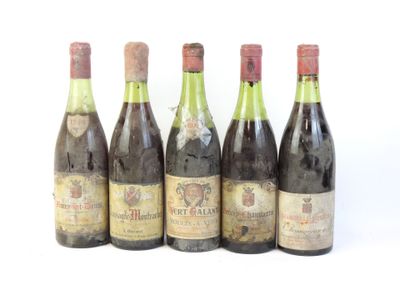 six bouteilles de vin sont alignées dans une rangée