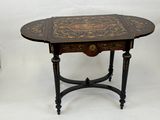 a small table with a wooden top on a white background