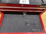 a red tool box with a number on it