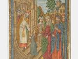 une illustration représentant un homme tendant quelque chose à une femme