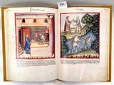 two pages of a book with pictures of people and animals