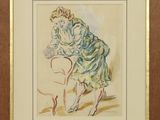 tableau représentant une femme assise sur une chaise dans une pièce