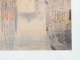 a picture of a painting of a man walking down the street