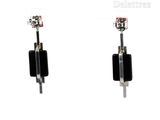 pair of black and silver earrings on a white background