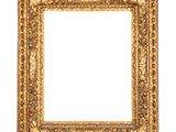 a gold frame with a decorative pattern on a white background