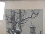 a picture of a drawing of a tree in the snow