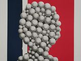 l'image d'une photo représentant une grappe de raisin sur un fond rouge, blanc et bleu