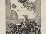 dessin représentant un dessin en noir et blanc d'une pièce avec une horloge accrochée au mur