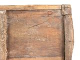 a picture of a wooden box that has a handle on it
