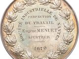 an image of a silver medal with a wreath around it
