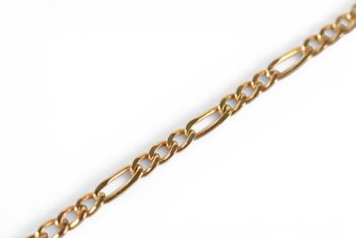 a close up of a gold chain on a white background