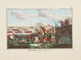 painting of a battle scene with a group of men on horseback
