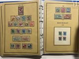 an open book with stamps on the pages and a picture of a picture of a man