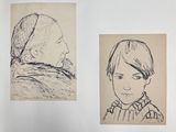 des croquis représentant le visage d'une femme et la tête d'un homme dans un livre