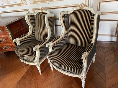 pair of french louis xv style armchairs