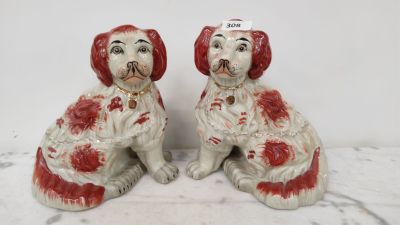 Dans le goût de STAFFORDSHIRE Paire de chiens Cavalier King … - Photo 1