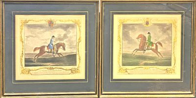 HOUSTON Graveur. Deux gravures équestres anglaises rehaussée…