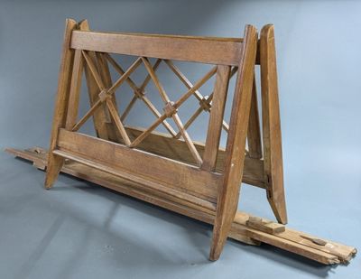 a wooden table with a wooden frame on top of it