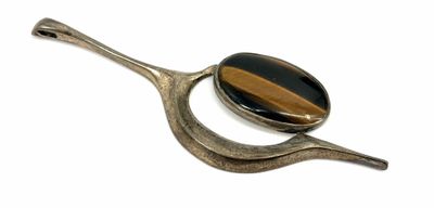 a picture of a spoon with a tiger ' s eye on it