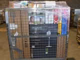 a metal cart with a bunch of items on top of it
