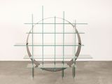 an image of a glass shelf with a circular design on it