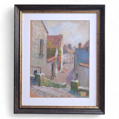 ECOLE FRANCAISE du XXème Scène de rue vue en plongée