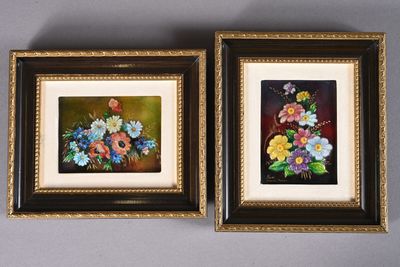 ÉMAUX D'ART CAMILLE FAURE - LIMOGES " Dahlias " & " Fleurs d…