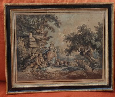 Gravure à la manière du crayon d'après Jean Baptiste HUET im…