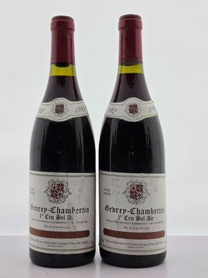 deux bouteilles de vin posées sur une table l'une à côté de l'autre