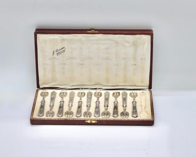 a case with a set of silverware in it