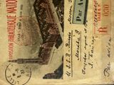an old postcard with a picture of a building on it