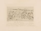 drawing of a group of people on a boat in the water