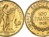 a gold coin with an image of a man holding a sword