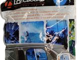 the back of a car with a picture of a man on a boat in the water