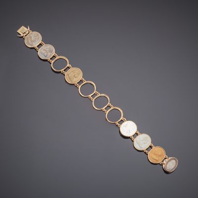 a gold and mother of pearl bracelet