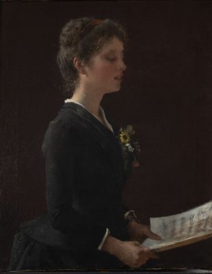 painting of a woman reading a book in front of a window