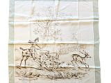 an image of a drawing of a man on a horse chasing a dog