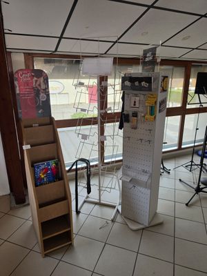 a room with a lot of items on display in it