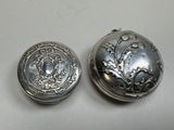 pair of antique silver plated pocket watches with floral design