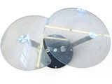 a clock that is made of glass and has a clock face