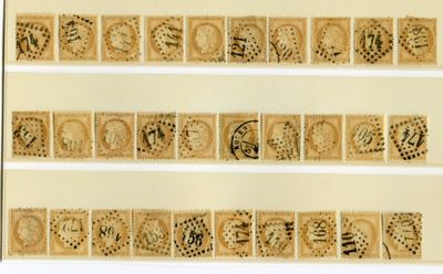 several different types of stamps are shown on a sheet of paper